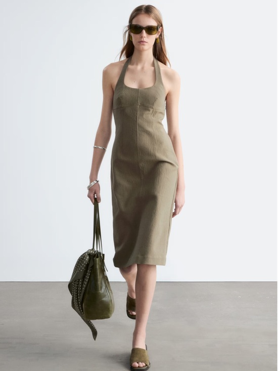 & Other Stories Dresses & Skirts - & Other Stories Taupe Halter Midi Dress